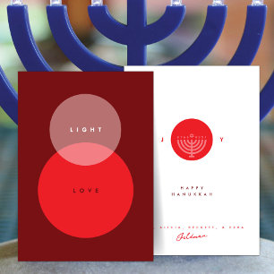 Modern Light & Love Rotes Hanukkah Karte