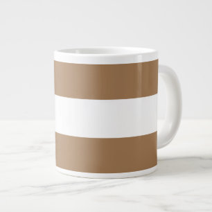 Modern Light Mocha Brown White Nautical Stripes Jumbo-Tasse