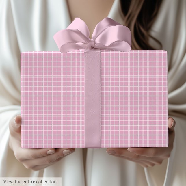 Modern Light Pink Plaid 80th Birthday Gift Wrap Geschenkpapier (Modern Light Pink Plaid 80th Birthday Gift Wrap)