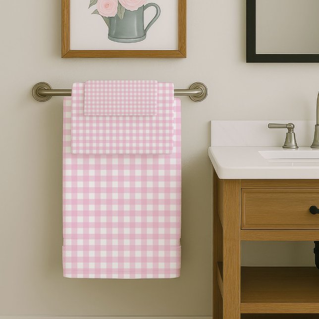 Modern Light Pink Towels Chic Cozy Bathroom Badhandtuch Set (Modern Light Pink Towels Chic Cozy Bathroom)