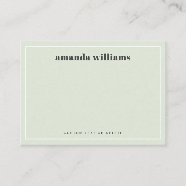 Modern light sage green name & text mini notecard visitenkarte (Vorderseite)