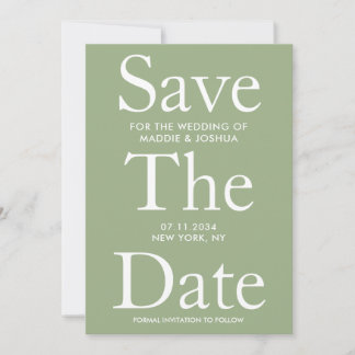 Modern Light Sage Green Save the Date
