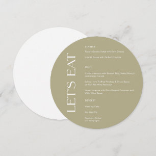 Modern Light Sage Typografy Lasst uns Hochzeit ess Menükarte