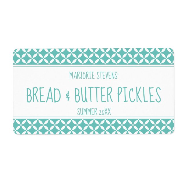 Modern Light Teal & White Canning Label (Vorne)