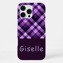 Modern lila karierter Monogramm-Handyhülle