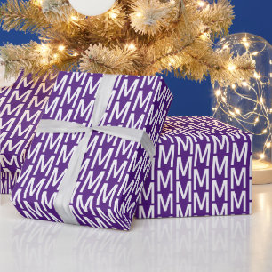 Modern lila, kundenspezifische Monogramm-Musterges Geschenkpapier