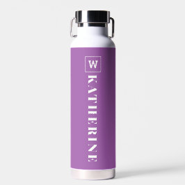Modern Lila Personalisierter Name Monogram Einfach Trinkflasche