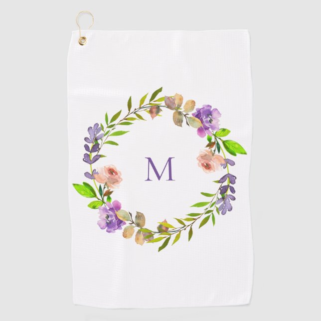 Modern Lila Pfirsichblumengranulat Golfhandtuch (Vorderseite)