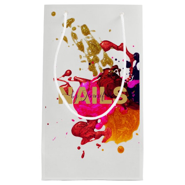 Modern Lila rosa Rot-Gold-Nagel Polnischer Spritze Kleine Geschenktüte (Vorderseite)
