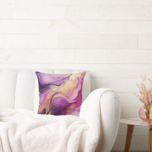 Modern Lila Rosa und Gold- Kissen