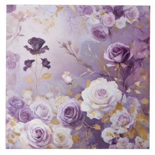 Modern Lila/rosa/weiße Rosen Fliese