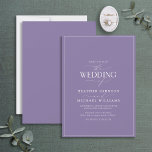 Modern Lilac Lavender Calligraphy Wedding Einladung<br><div class="desc">Trendy, elegant and modern, this simple, minimalist lilac lavender and white typography wedding design features 'The Wedding Of' in modern calligraphy and Serif text as the main design feature, and is based on our bestselling bridal shower invite. The back of the card features a lilac lavender texture. Contact designer for...</div>