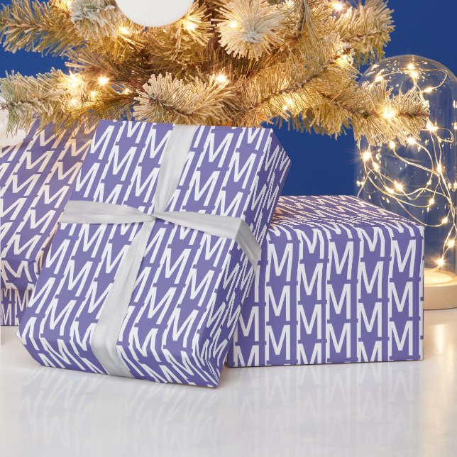 Modern lilac periwinkle custom monogram geschenkpapier (Feiertage)
