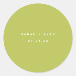 Modern Lime Green Custom Names Wedding Runder Aufkleber
