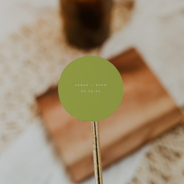 Modern Lime Green Custom Names Wedding Runder Aufkleber (Von Creator hochgeladen)