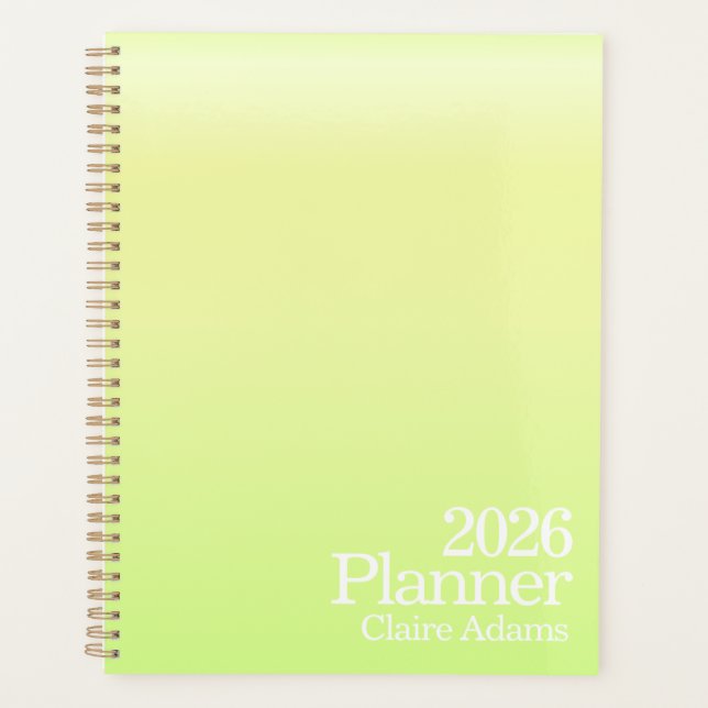 Modern Lime Green Ombre Planner Planer (Vorderseite)