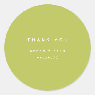 Modern Lime Green "Thank You" Custom Wedding Runder Aufkleber