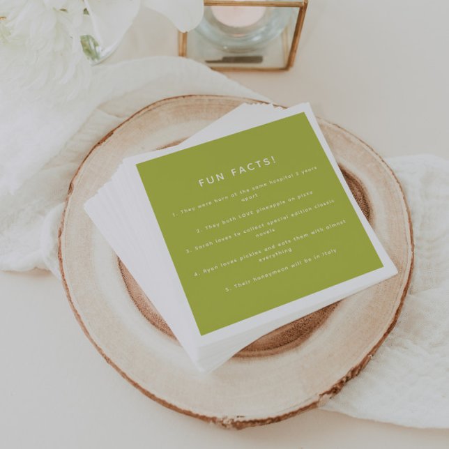 Modern Lime Green Wedding Custom Fun Facts Serviette (Von Creator hochgeladen)