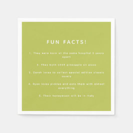 Modern Lime Green Wedding Custom Fun Facts Serviette