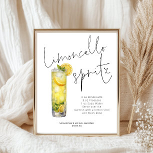 Modern Limoncello Spritz Recipe Brautparty Sign Poster