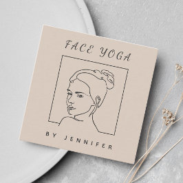 Modern Line Art Face Yoga Portrait Social Media Quadratische Visitenkarte