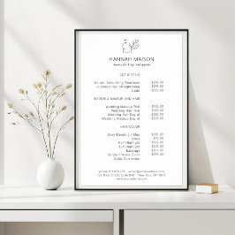 Modern, Line Art, Frau, Blätter, Salon, Preisliste Poster