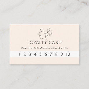Modern, Line Art, Frau, Leafe, Salon, Beige Visitenkarte
