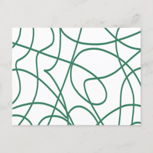 Modern Line Art: Grün auf Weiß Postkarte