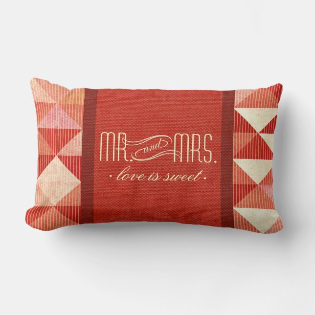 Modern Lines Geometric Mr. & Frau Coral Lendenkissen (Vorderseite)