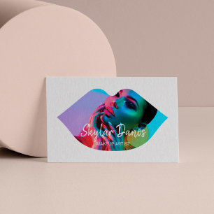 Modern lip Foto Rahmen Trendy Makeup Artist White Visitenkarte