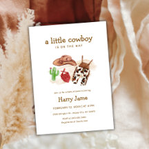 Modern Little Cowboy Western Cactus Baby Shower
