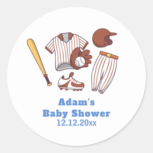Modern Little Slugger Baseball Sport Baby Shower  Runder Aufkleber (Vorderseite)