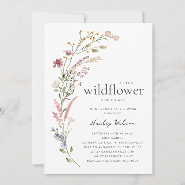 Modern Little Wildflower Baby Shower Invitation Einladung (Vorderseite)