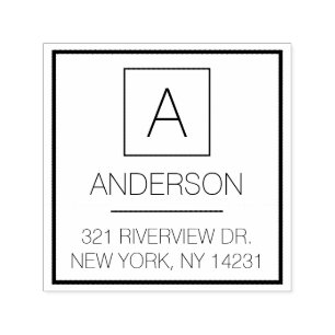 Modern Logo Einfache Monogram Name-Rücksendeadress Permastempel