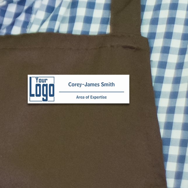 Modern Logo Expertise Classic White Blue Namensschild (Modern Logo Expertise Classic White Blue Name Tag)