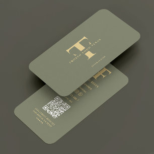 Modern Logo F T Monogram Sage Green Visitenkarte