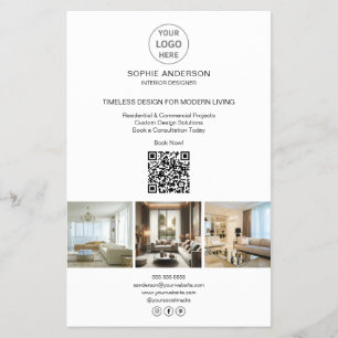 Modern Logo Foto QR Weiß Professionell Geschäftlic Flyer