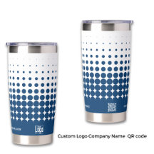 Modern Logo Name QR-Code WWW Blue White Halftone