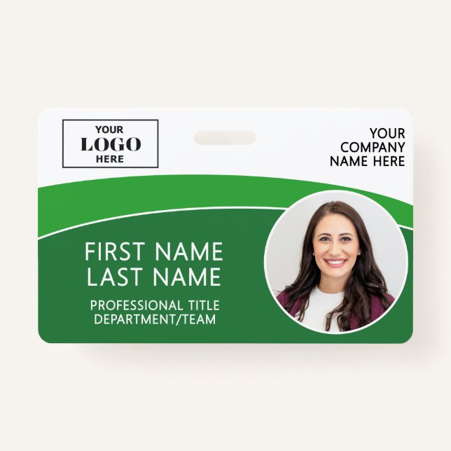Modern Logo Photo ID Barcode Employee Name Ausweis (Vorderseite)