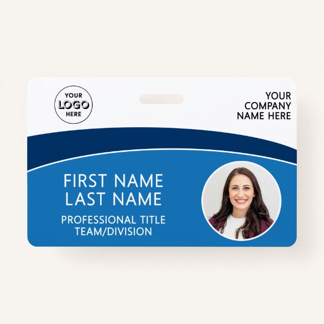 Modern Logo Photo ID Barcode Employee Name Ausweis (Vorderseite)