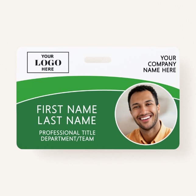 Modern Logo Photo ID Barcode Employee Name Badge Ausweis (Vorderseite)