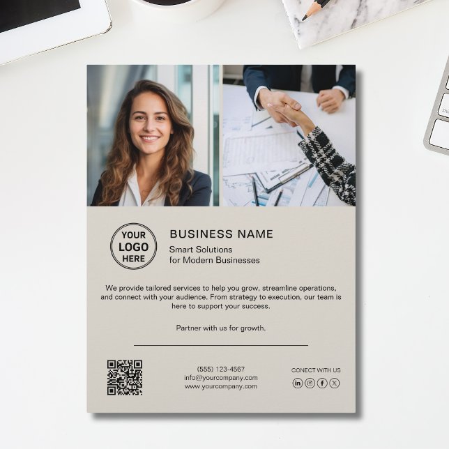 Modern Logo Photo QR Social Media Business Flyer (Modern Logo Photo QR Social Media Business Flyer)