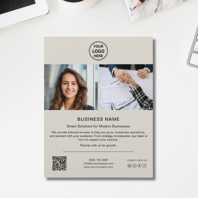 Modern Logo Photo QR Social Media Business Flyer (Modern Logo Photo QR Social Media Business Flyer)