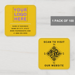 Modern Logo & QR-Code   Benutzerdefinierte goldene Quadratische Visitenkarte