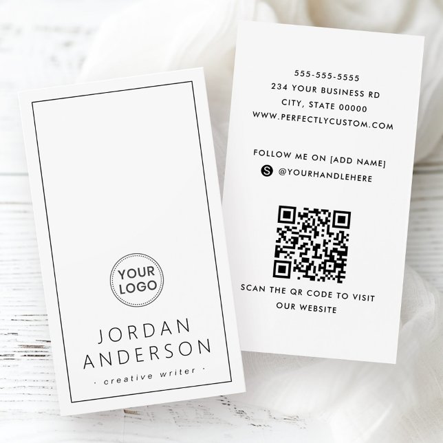 Modern Logo Social Media QR weiße Visitenkarten (Modern logo social media QR white business cards)