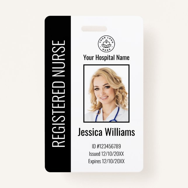 Modern Logo Template Mitarbeiter Foto Name Nurse I Ausweis (Vorderseite)
