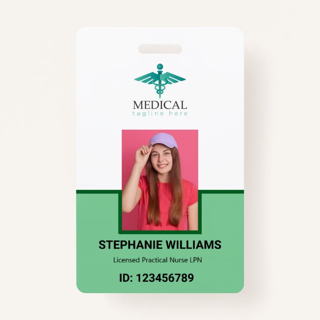 Modern Logo Template Mitarbeiter Foto Name Nurse I Ausweis (Vorderseite)