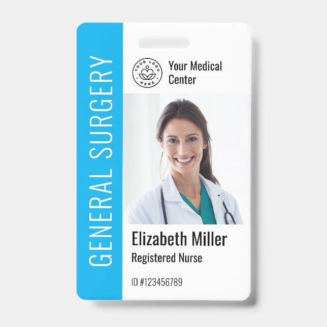 Modern Logo Template Mitarbeiter Foto Name Nurse I Ausweis (Vorderseite)