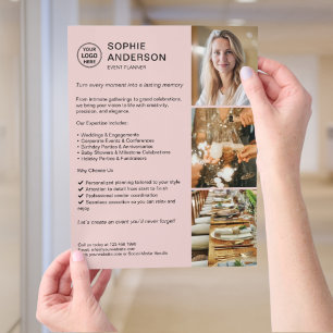 Modern Logo White Event Planner Rosa Werbung Flyer