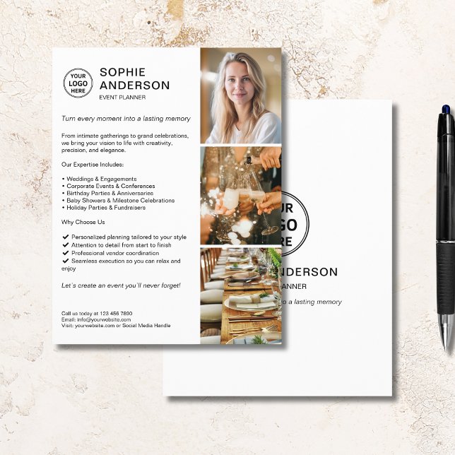 Modern Logo White Event Planner Werbung Flyer (Modern Logo White Event Planner Promotional Flyer)